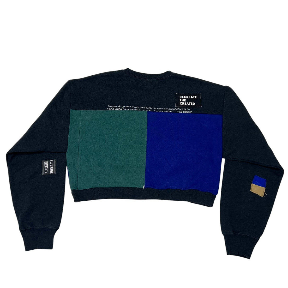 Crop Crewneck Sweatshirt in Black, Blue & Green (L)