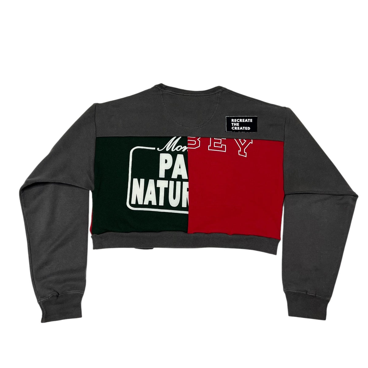 Crop Crewneck Sweatshirt in Grey & Red (L)
