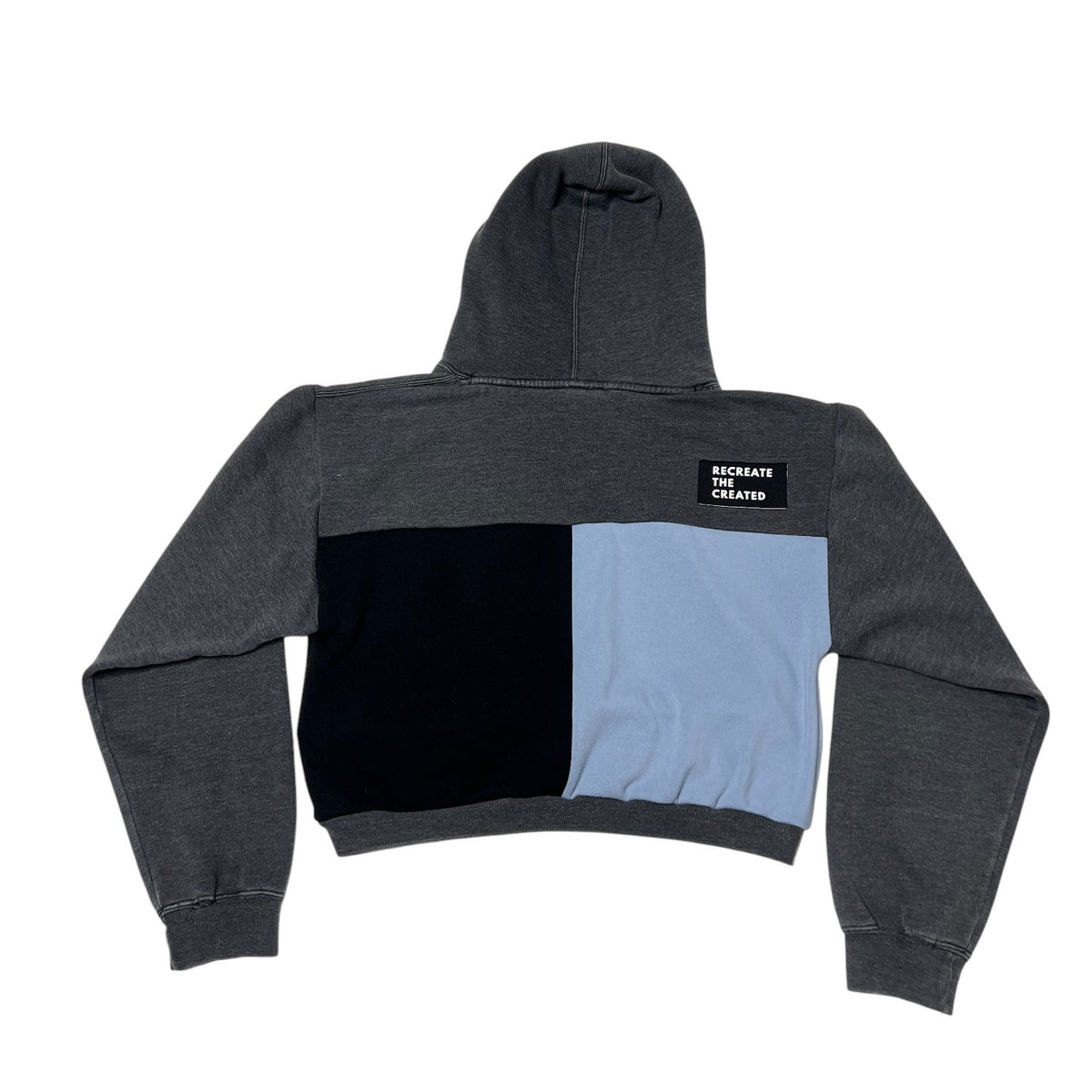 Crop Hoodie Sweatshirt in Grey & Grey (L)
