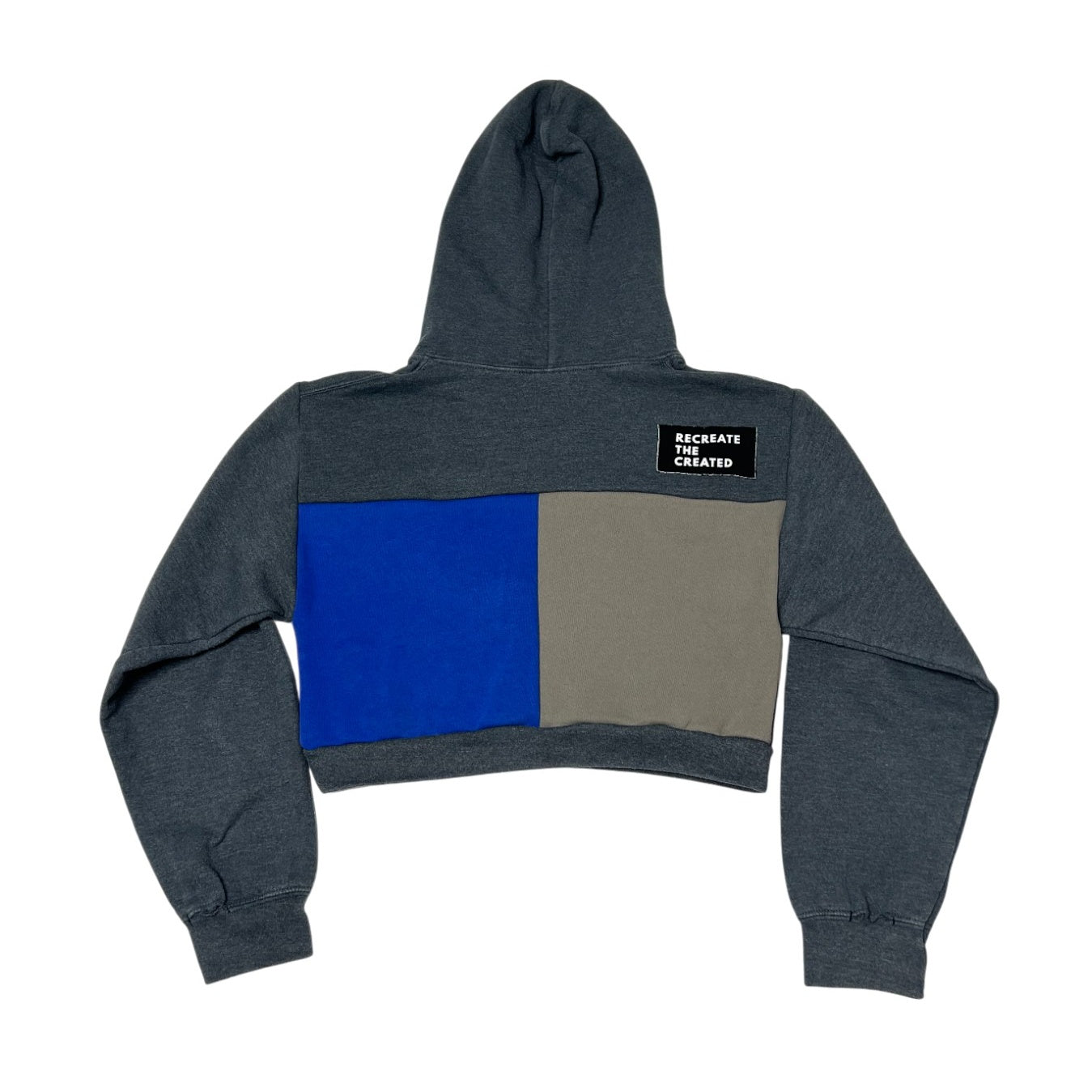 Crop Hoodie - Stone/Blue - S