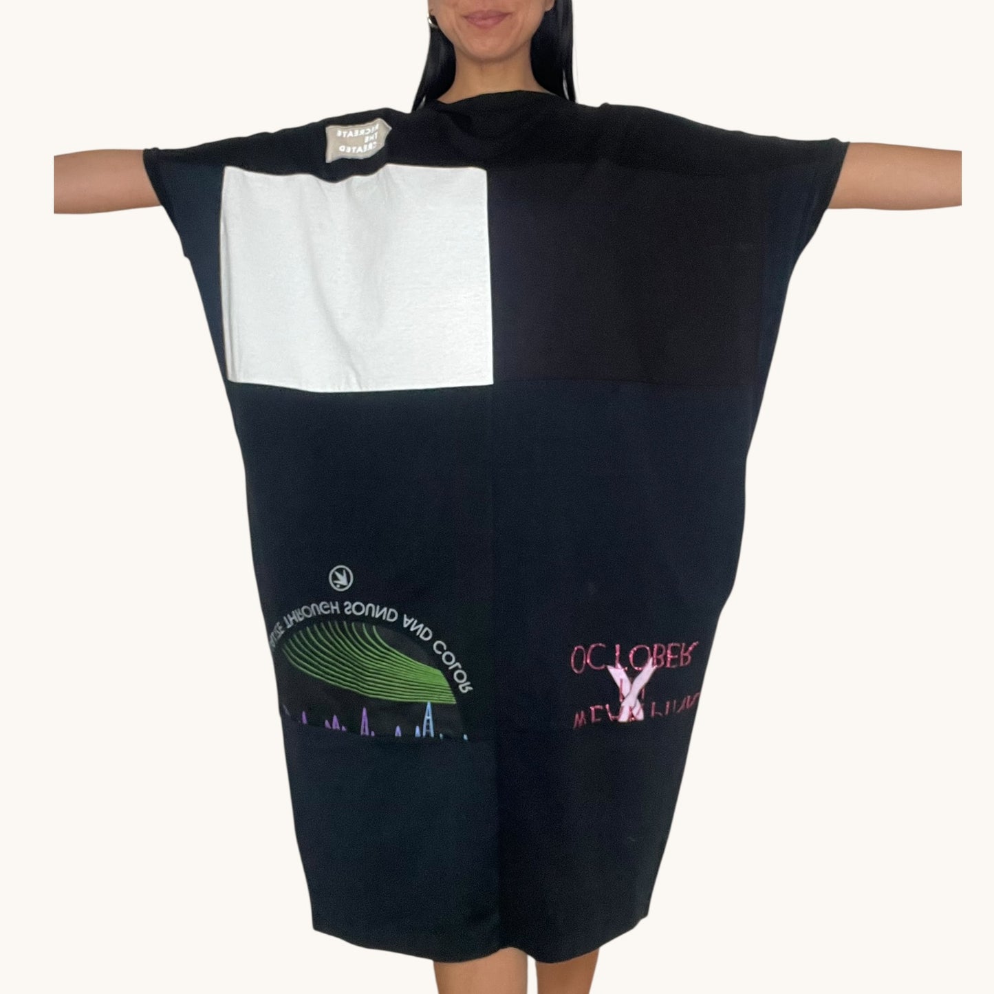 Fly T-shirt Dress in Black, Pink, Red, Yellow & Grey (OS)