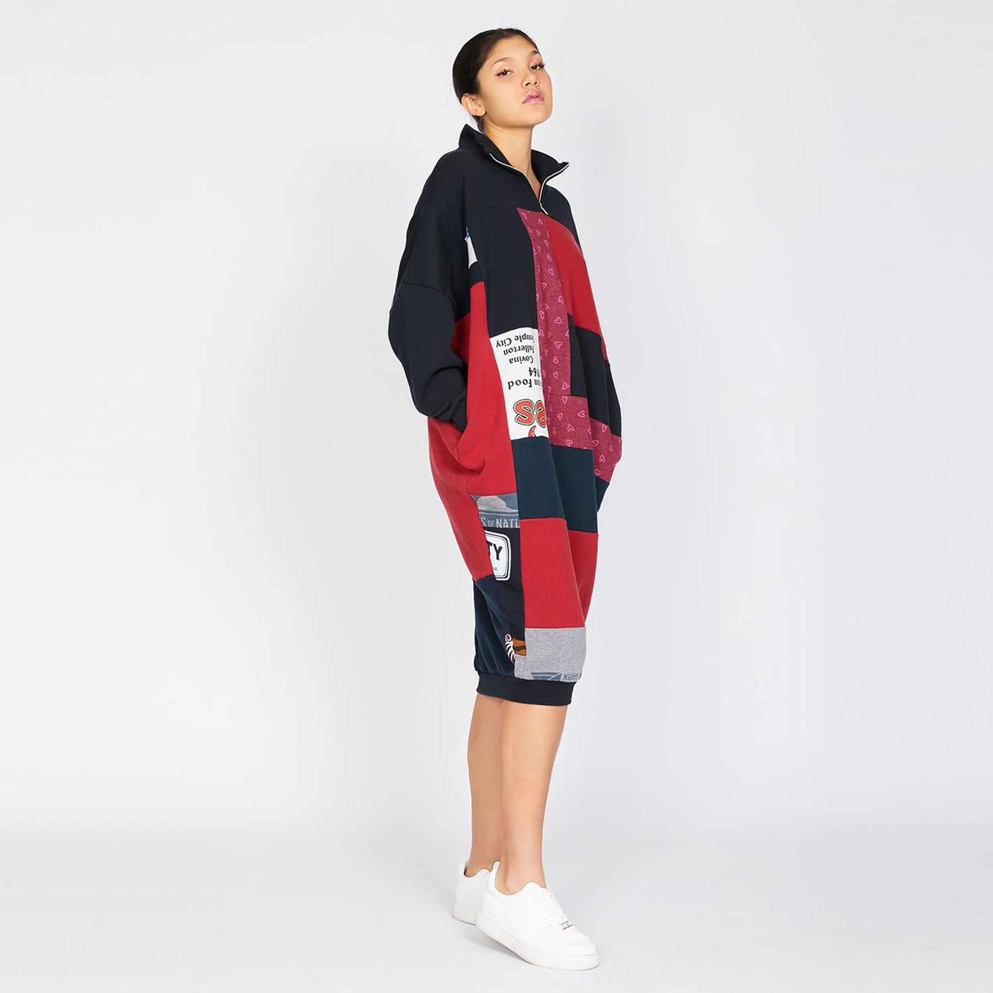 Fly Dress Made From Upcycled Sweatshirts with Hearts