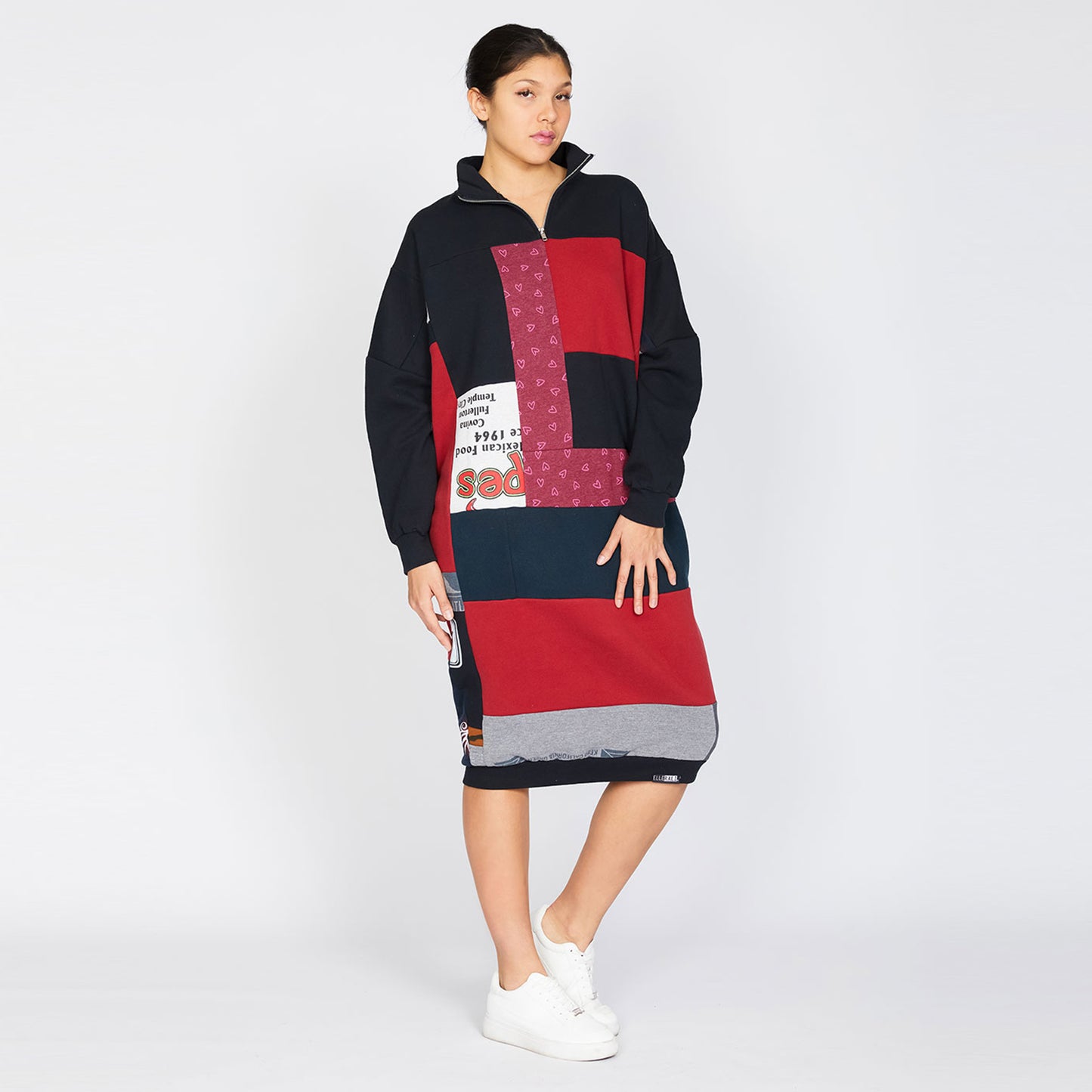 Fly Dress Made From Upcycled Sweatshirts with Hearts