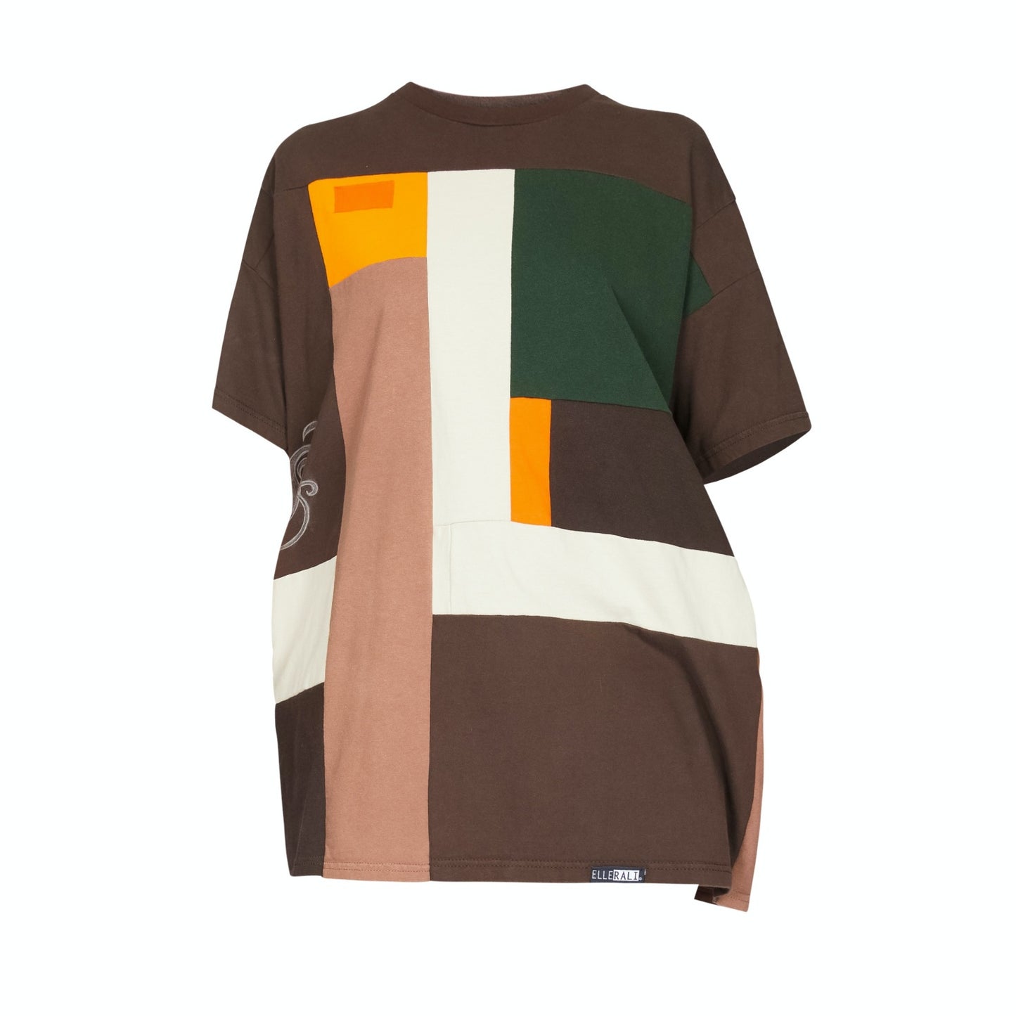 Reclaimed Oversize T-shirt with Pockets in Brown & Creme