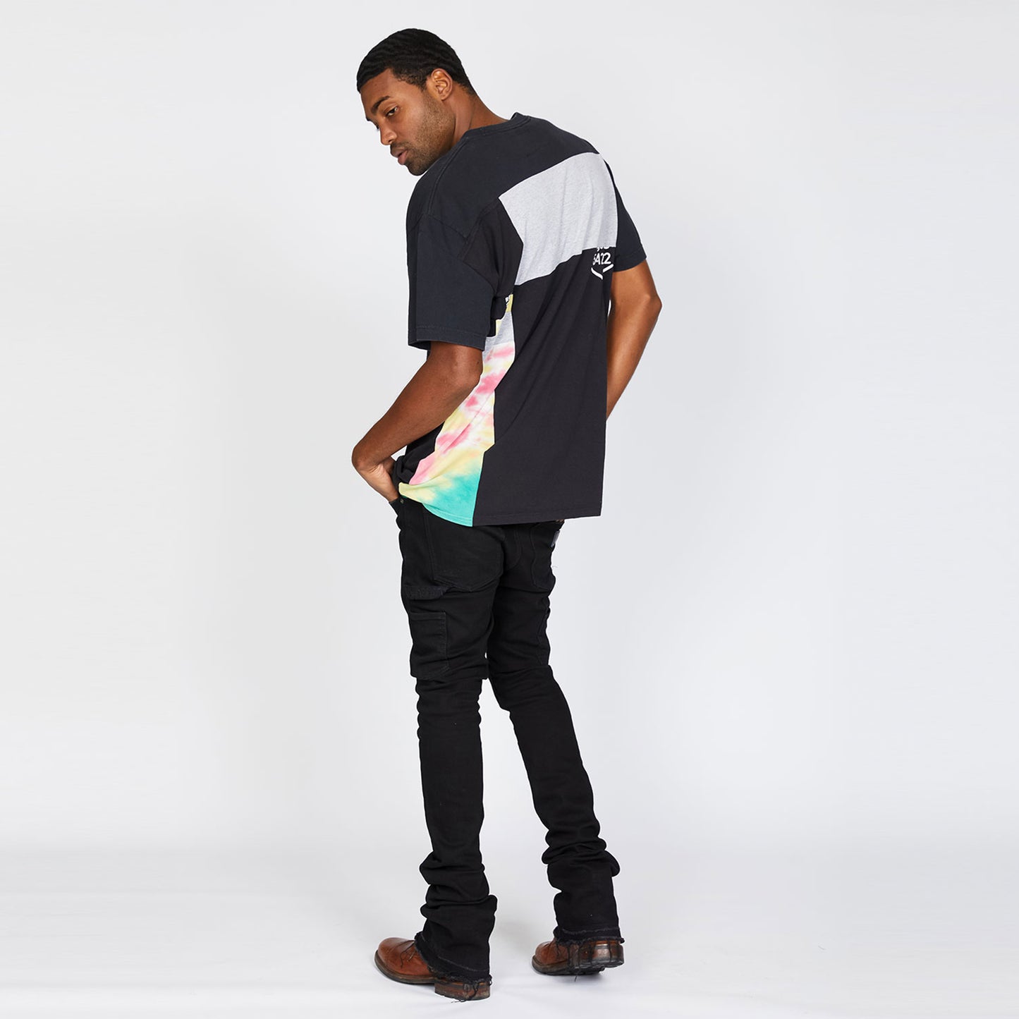 Upcycled Oversize T-shirt with Pockets in Dark Sunrise