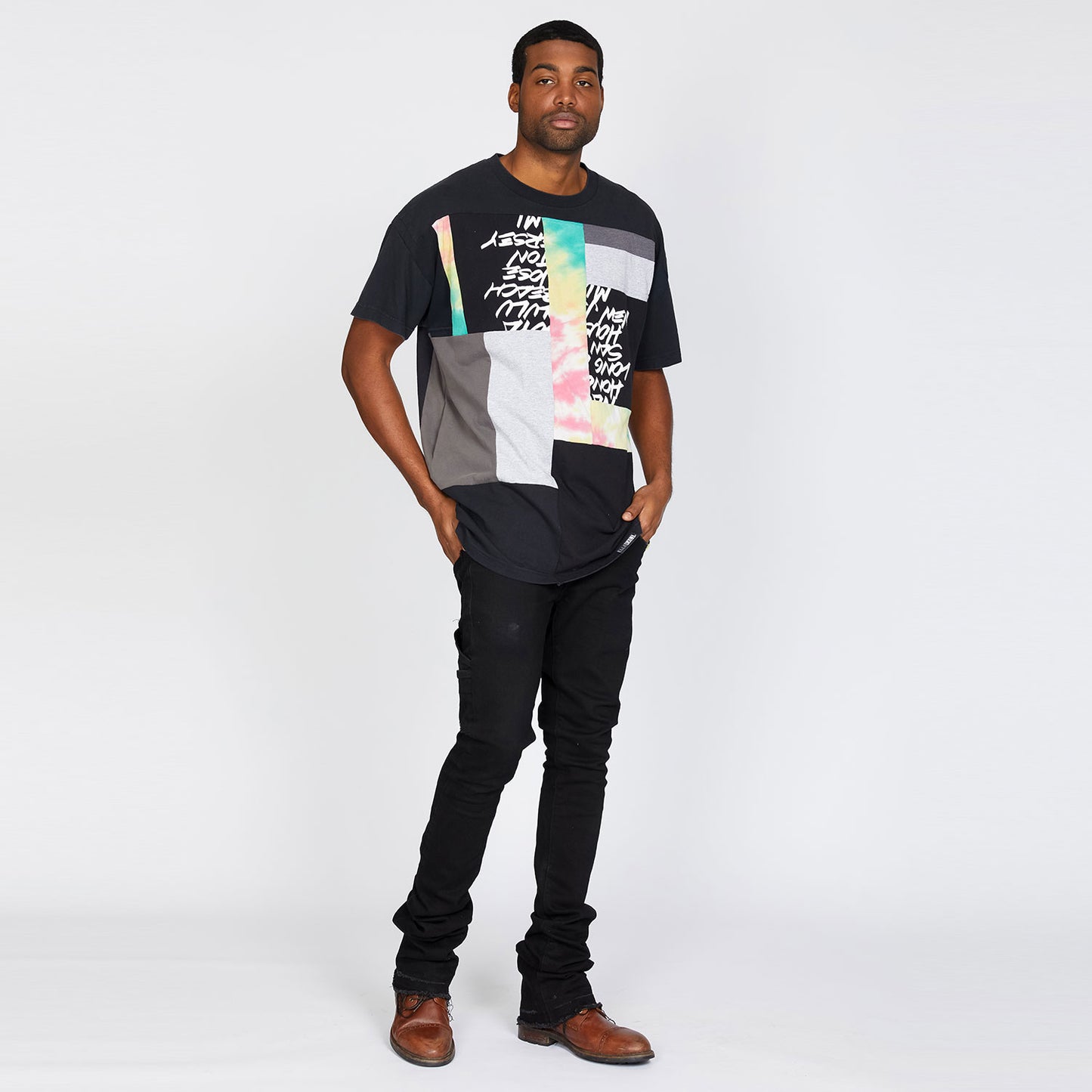 Upcycled Oversize T-shirt with Pockets in Dark Sunrise