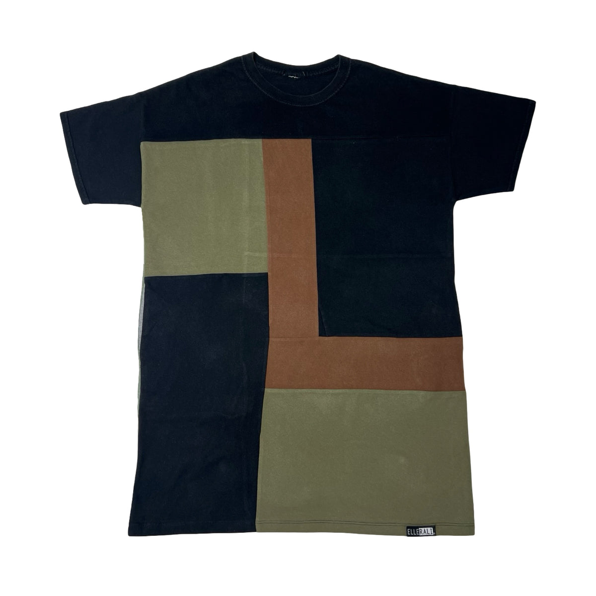 Oversized T-shirt in Black & Brown with Pockets