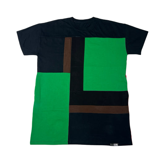 Oversized T-shirt in Black & Green with Pockets