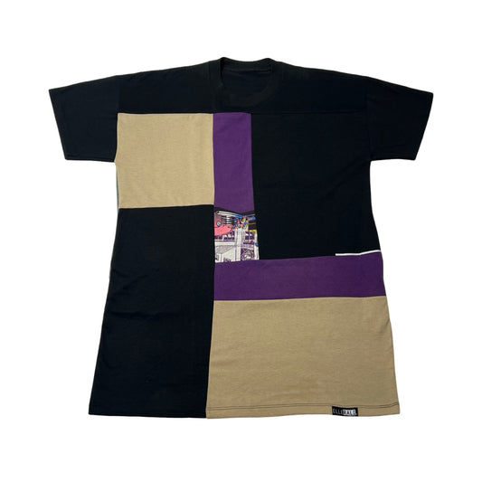 Oversized T-shirt in Black & Purple with Pockets