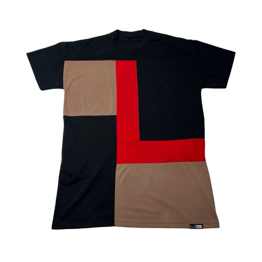 Oversized T-shirt in Black & Red with Pockets