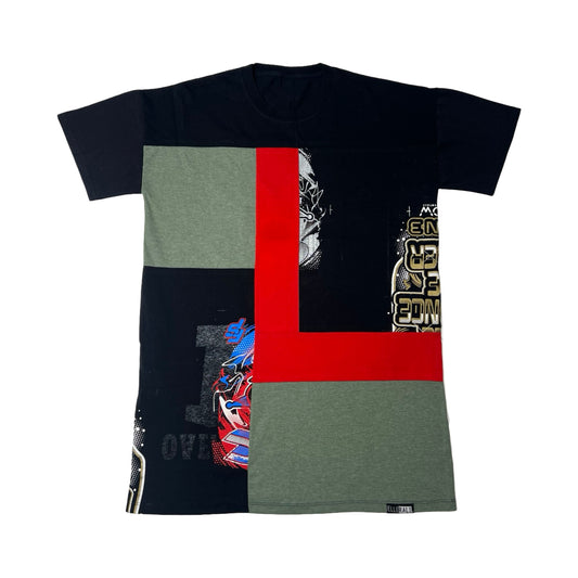Oversized T-shirt in Black & Red with Pockets