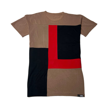 Oversized T-shirt in Brown & Red with Pockets