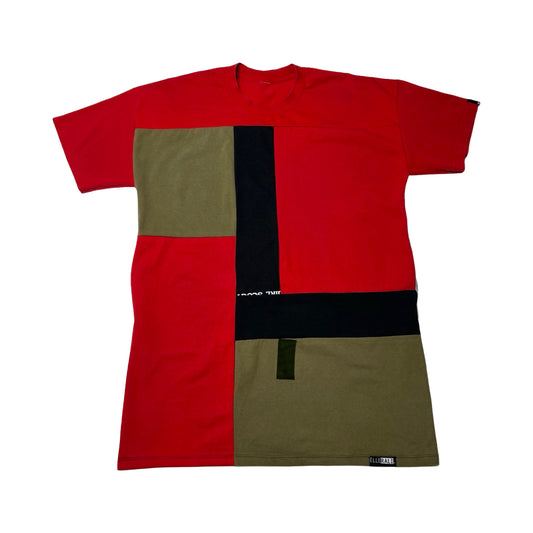Oversized T-shirt in Red & Black with Pockets