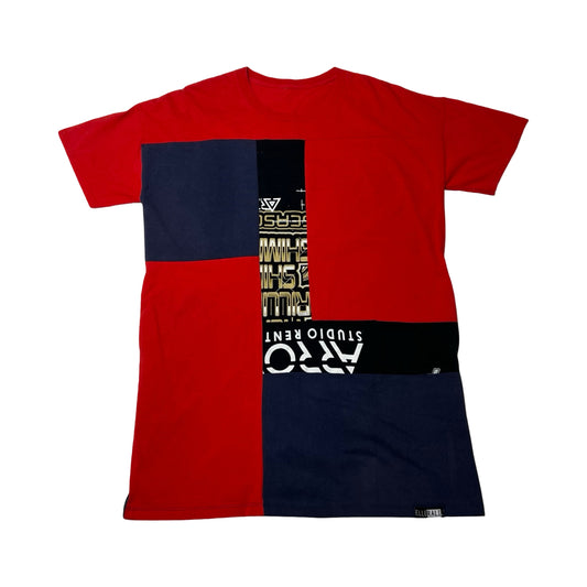 Oversized T-shirt in Red & Black with Pockets