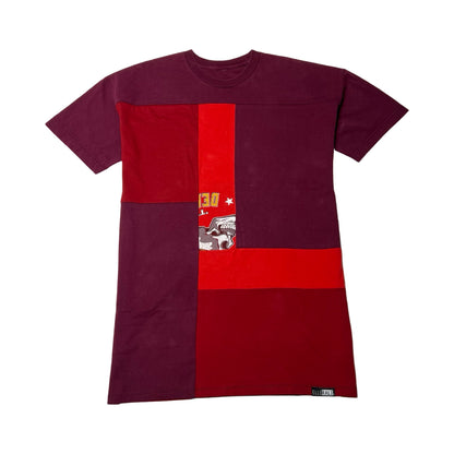 Oversized T-shirt in Red & Red with Pockets 2
