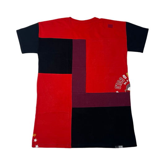 Oversized T-shirt in Red & Burgundy with Pockets