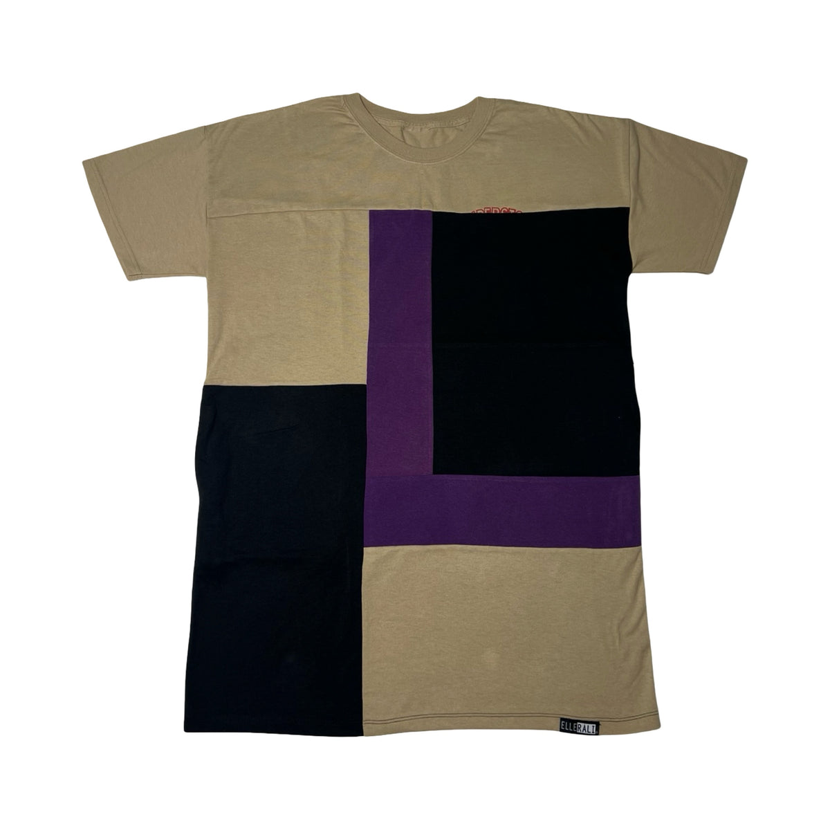 Oversized T-shirt in Tan & Purple with Pockets