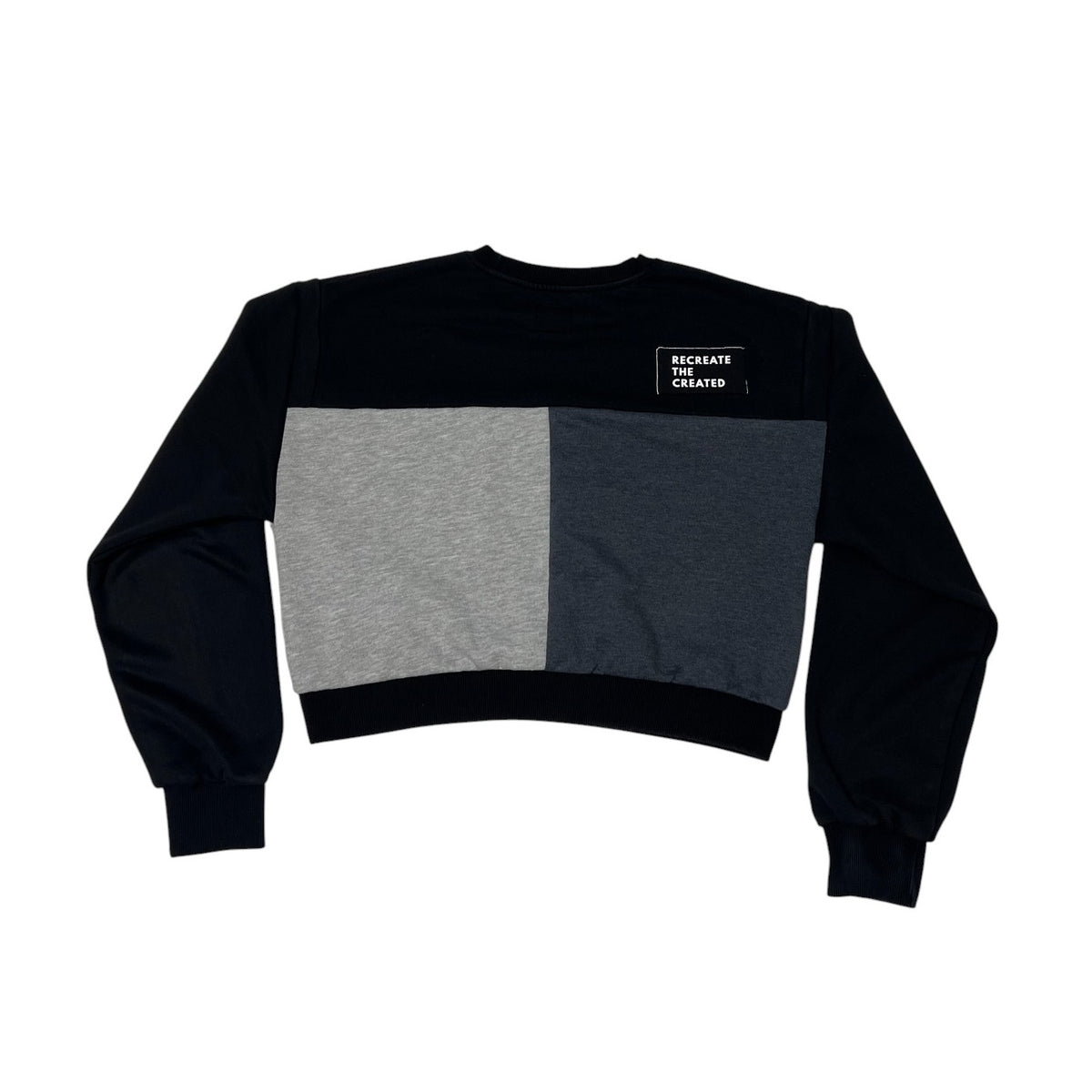 Crop Crewneck Sweatshirt in Black, Grey & Red (L)