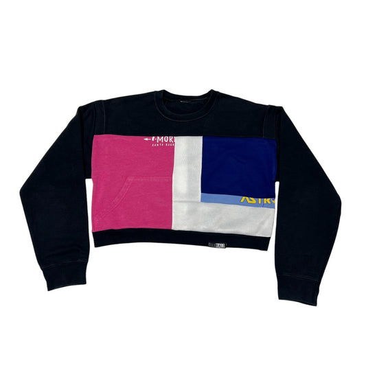 Crop Crewneck Sweatshirt in Black & White (L)