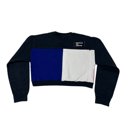 Crop Crewneck Sweatshirt in Black & White (L)