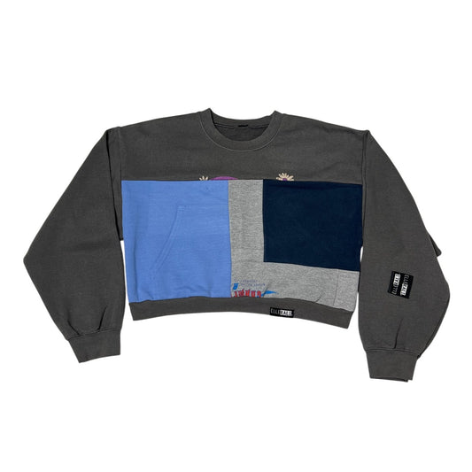 Crop Crewneck Sweatshirt in Grey & Grey(L)
