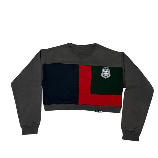 Crop Crewneck Sweatshirt in Grey & Red (L)
