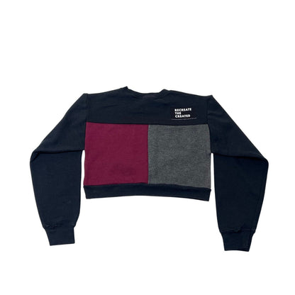 Sweatshirt with color-blocked design on a white background