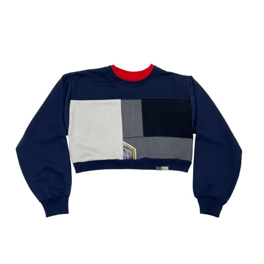 Crop Sweatshirt in Navy & Grey (S)