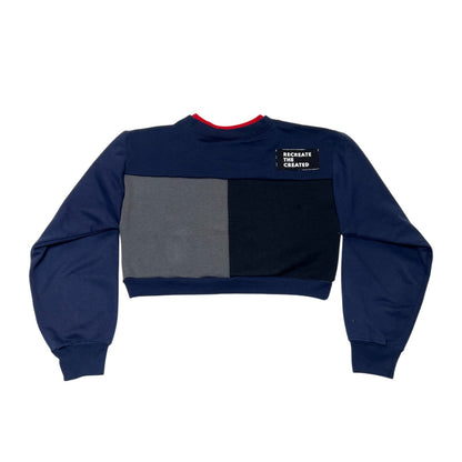 Crop Sweatshirt in Navy & Grey (S)