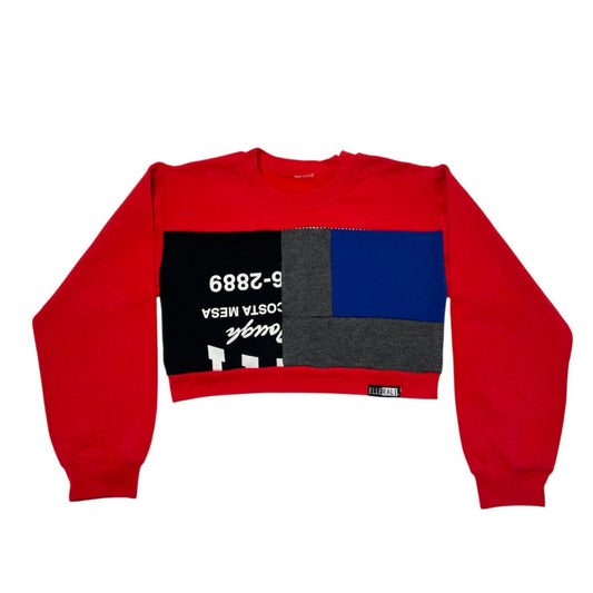 Crop Sweatshirt in Red & Grey (S)