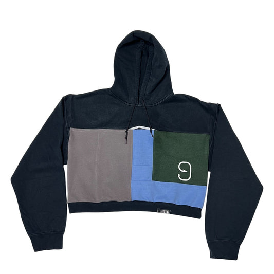 Crop Hoodie in Black & Blue (L)