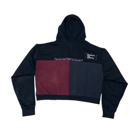 Crop Hoodie Sweatshirt in Black & Blue (L)