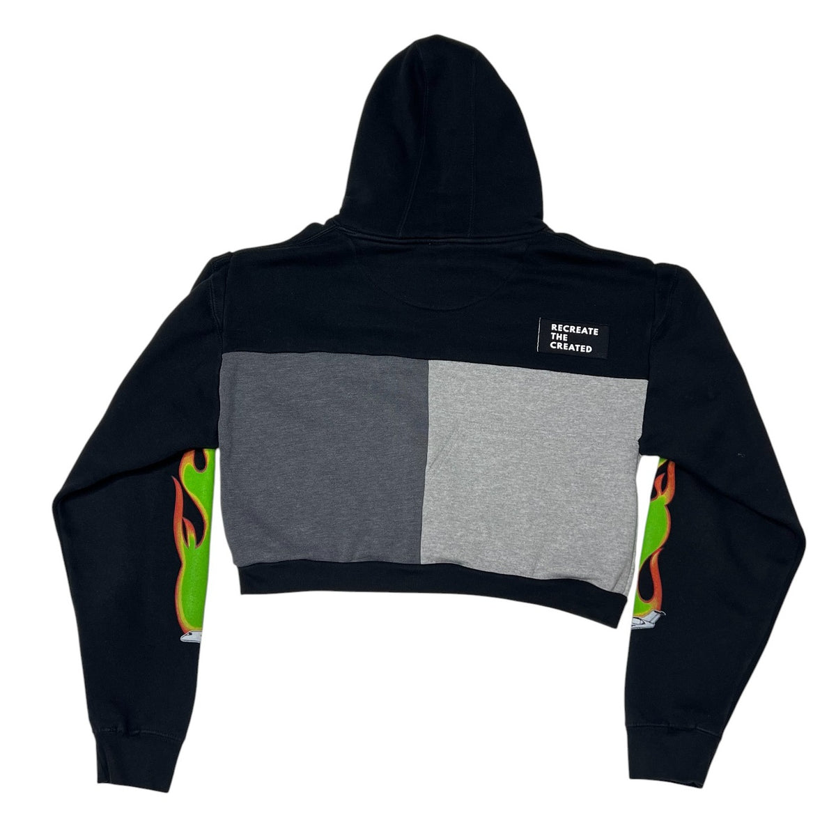 Crop Hoodie Sweatshirt in Black & Blue (L)