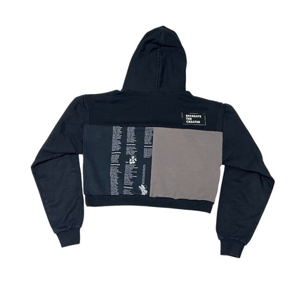 Crop Hoodie Sweatshirt in Black & Pink (L)
