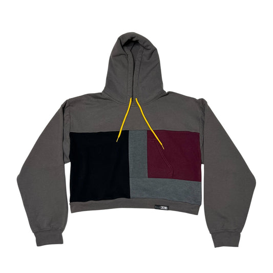 Crop Hoodie Sweatshirt in Grey & Grey (L)