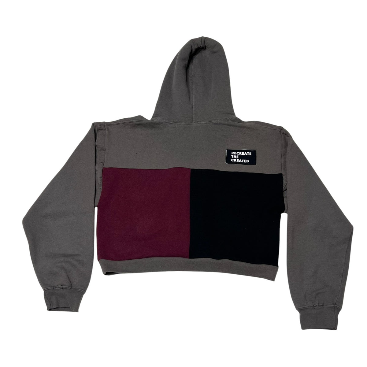Crop Hoodie Sweatshirt in Grey & Grey (L)