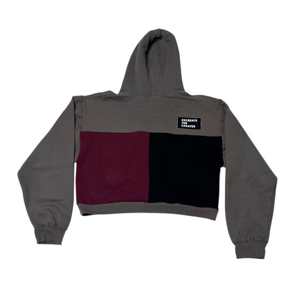 Crop Hoodie Sweatshirt in Grey & Grey (L)