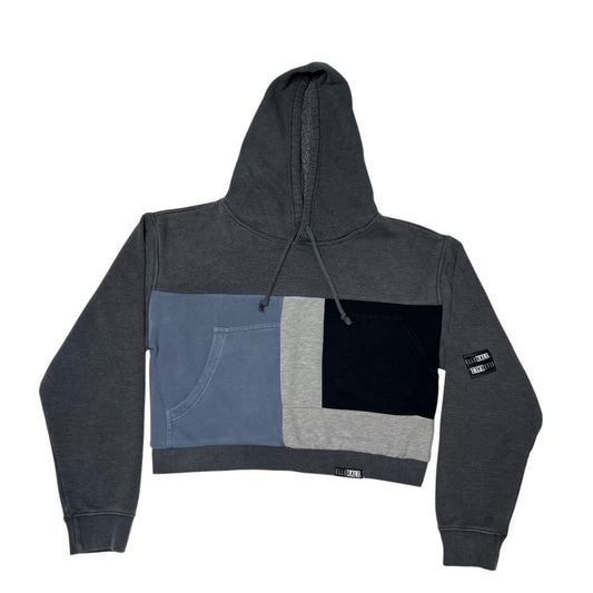 Crop Hoodie Sweatshirt in Grey & Grey(L)
