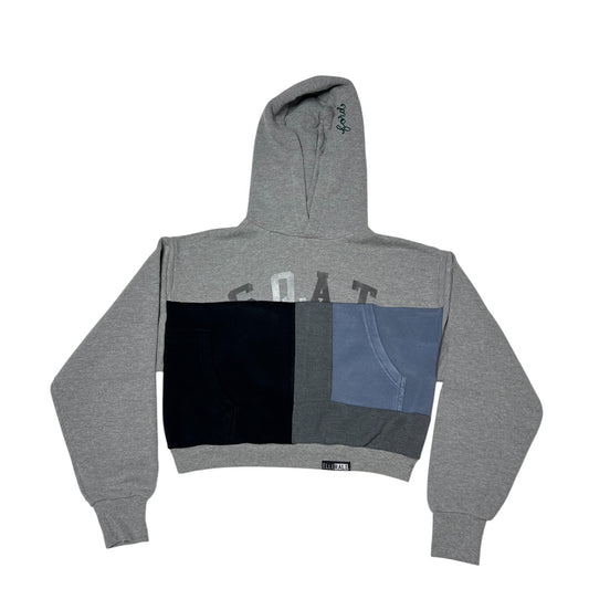 Crop Hoodie Sweatshirt in Grey & Grey(L)