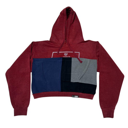 Crop Hoodie Sweatshirt in Red & Black 2 (L)