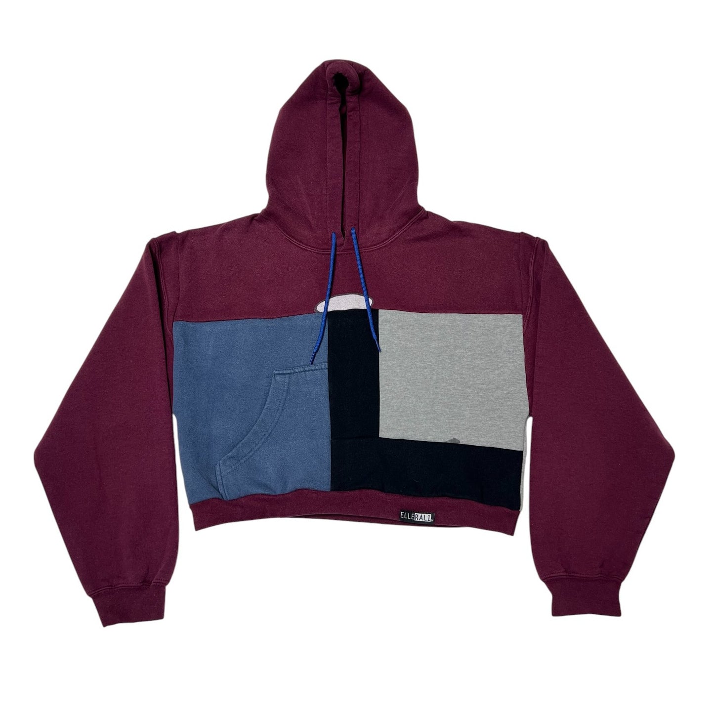 Crop Hoodie Sweatshirt in Red & Black 3 (L)