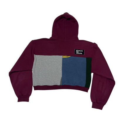 Crop Hoodie Sweatshirt in Red & Black 3 (L)