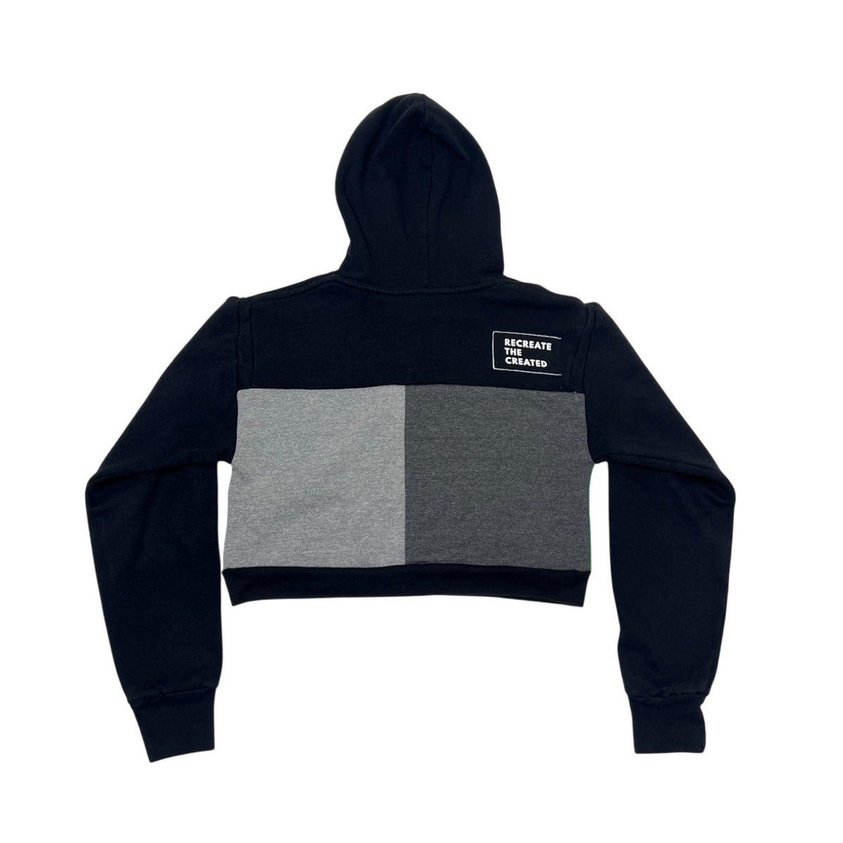Crop Hoodie Sweatshirt in Black & Grey (S)