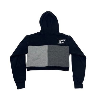 Crop Hoodie Sweatshirt in Black & Grey (S)