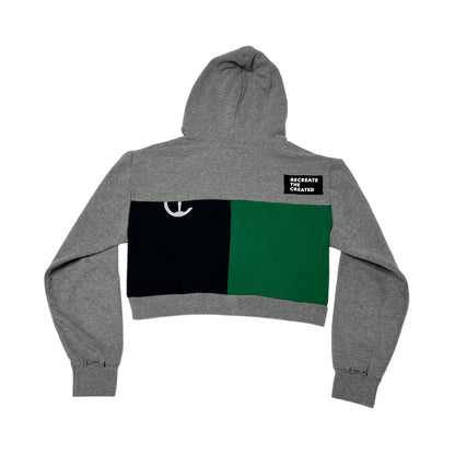 Crop Hoodie Sweatshirt in Grey & Black (S)