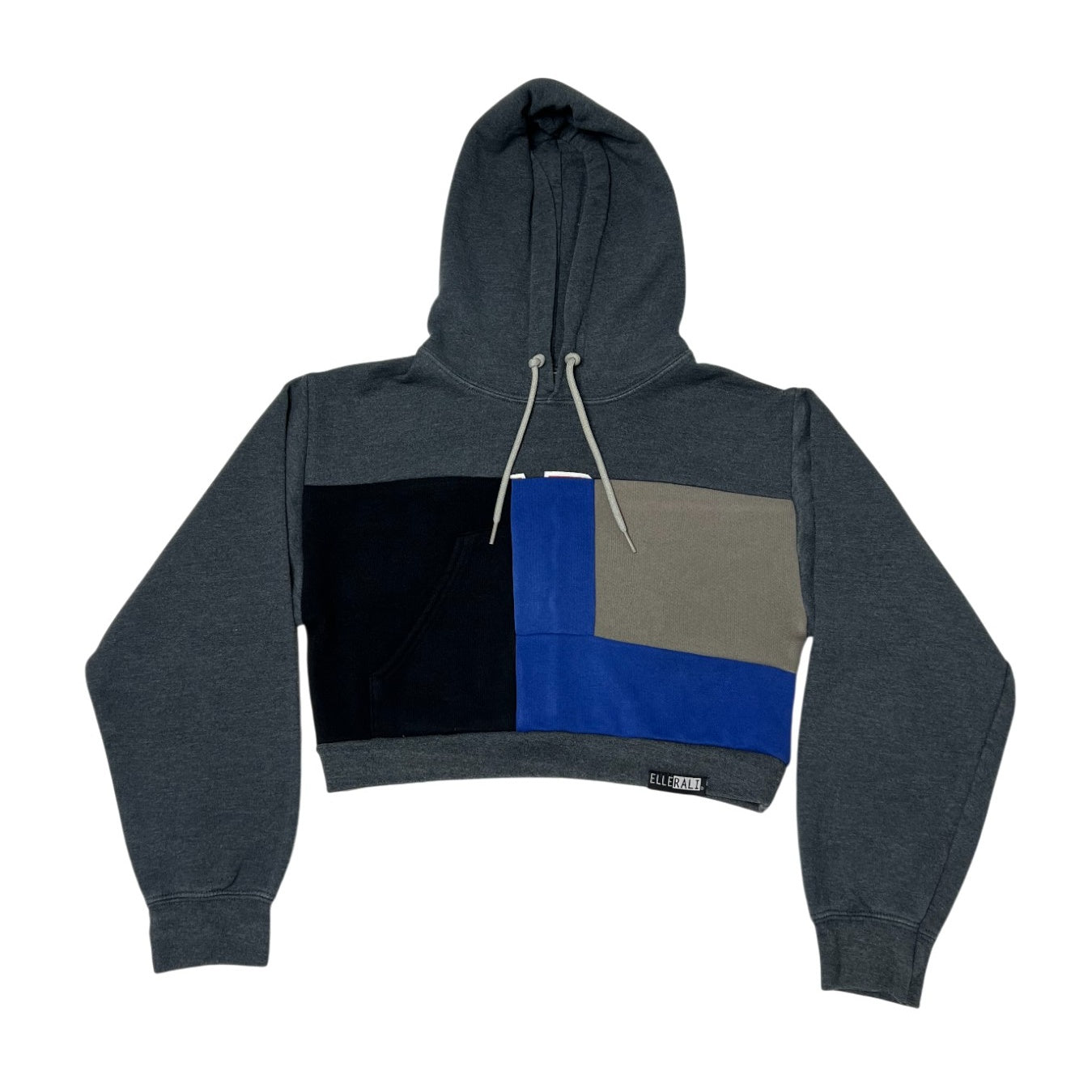 Crop Hoodie - Stone/Blue - S