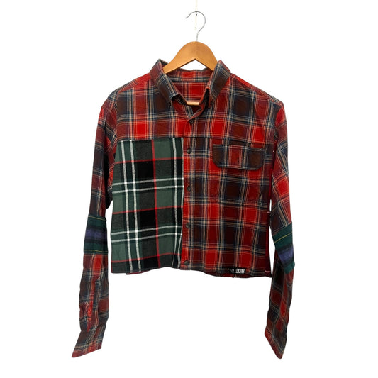 Crop Flannel Reworked in Red (L)