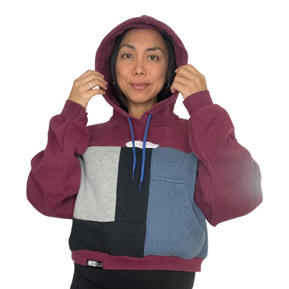 Crop Hoodie Sweatshirt in Red & Black 3 (L)