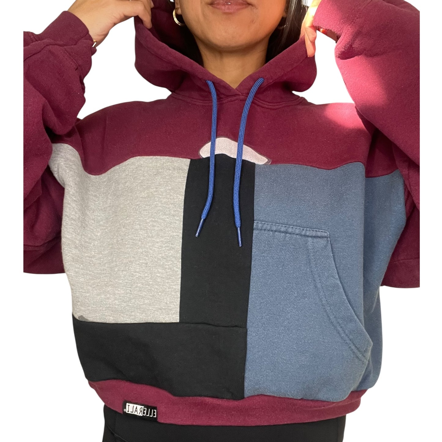 Crop Hoodie Sweatshirt in Red & Black 3 (L)