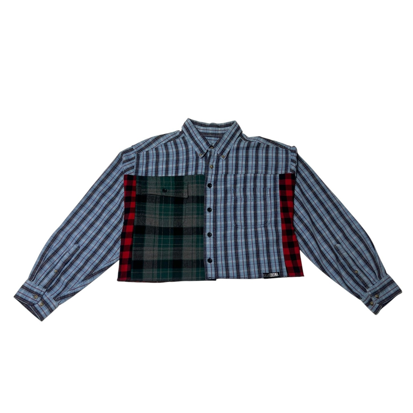 Crop Flannel in Blue & Red (L)